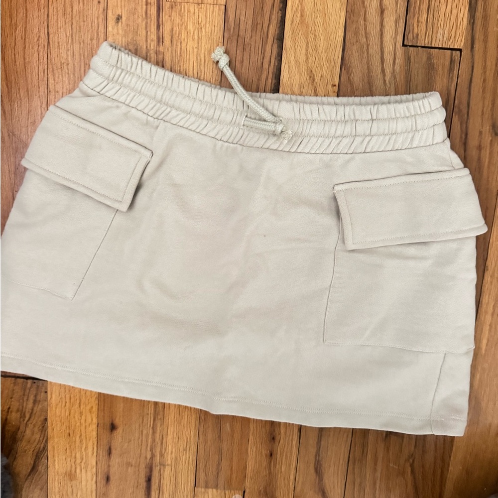 OAK Beige Mini Skirt with Drawstring